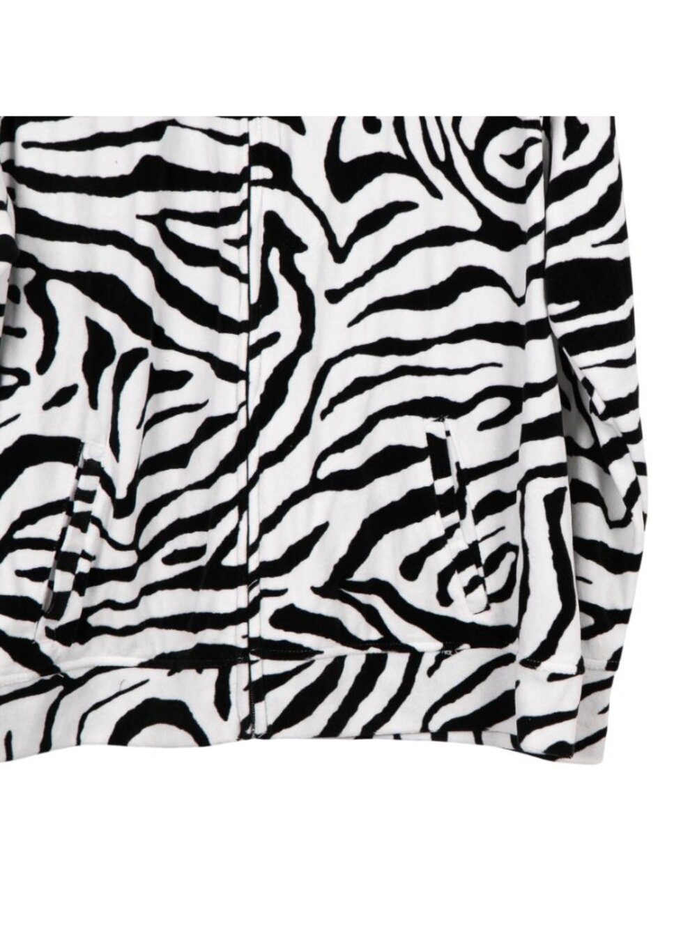 Zebra Print Fleece Jacket XL Womens Full Zip Black White Soft Cozy Collared - Picture 3 of 6